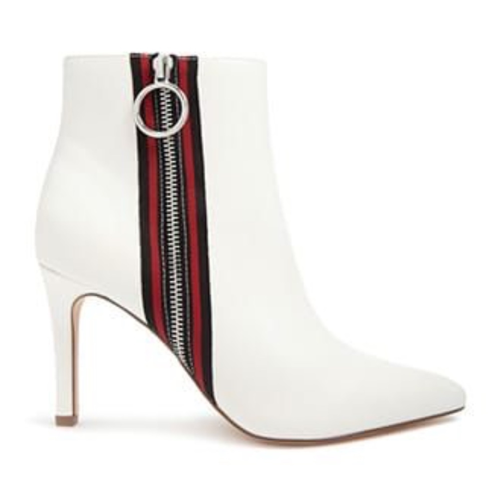 Striped-Trim Stiletto Booties NWT - Picture 2 of 3